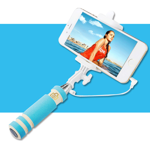 Mini Foldable Self Stick Tripod Monopod Wired Selfie Stick Cable Extendable Built-in Shutter Stick For iPhone Smartphones