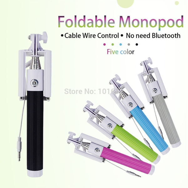 Wholesale-Wired Selfie Stick Handheld Monopod Built-in Shutter Extendable Tripod For iPhone Samsung Smartphone Any Phones Camera CL-96C