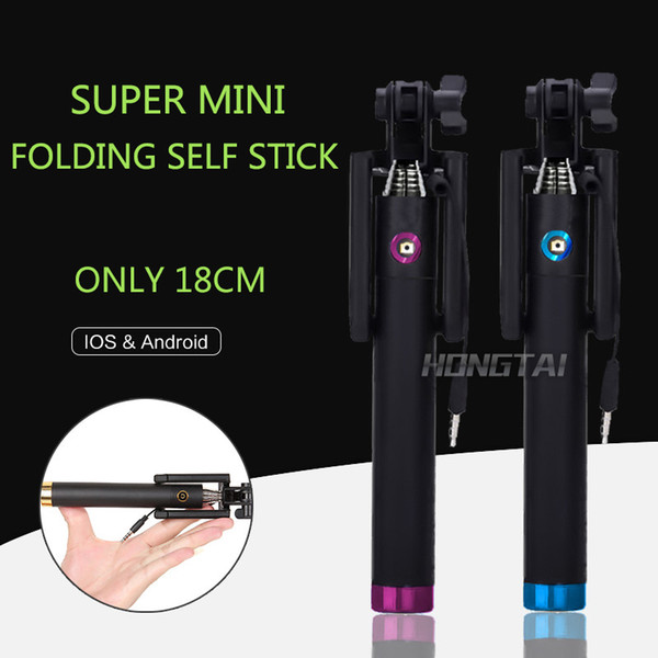 Wholesale-Luxury extendable folding wired selfi self selfie stick monopod for samsung galaxy S6 note5 iphone 6 6S perche selfies selfiepod