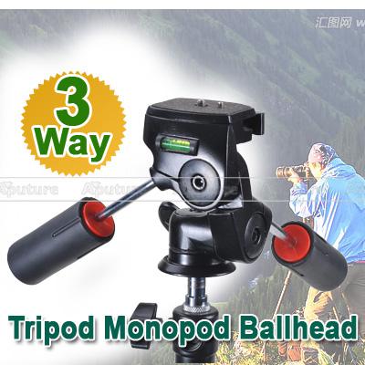 Camera 3 Way 2- Handle Ball Head Tripod Monopod Ballhead Quick Release Plate 360degree PK020