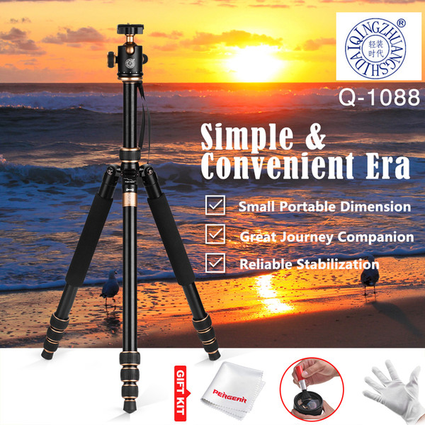 Wholesale-QZSD Q1088 Professional Aluminum Alloy Tripod 15kg Load 450mm-1680mm with Ball Head One Leg Can Use as Monopod for DSLR Cameras