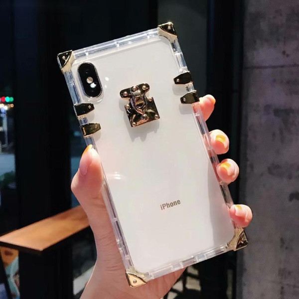 Luxury Square Phone Case For iPhone 6 6S 7 8 Plus Transparent Silicon Phone Case For iPhone X XR XS Max retail