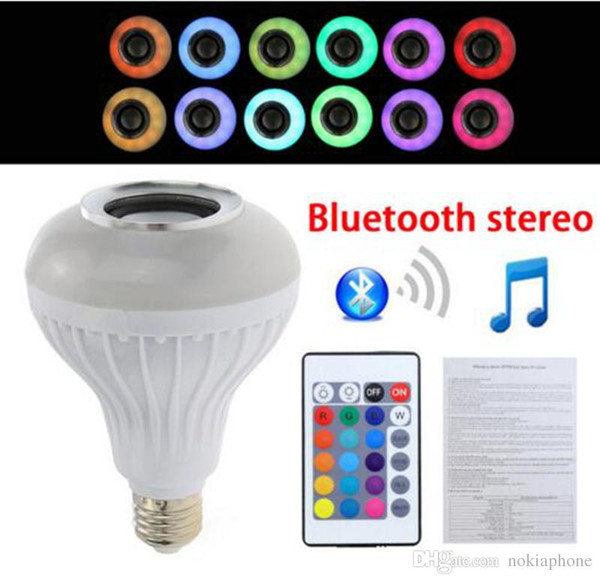 LED RGB Wireless Bluetooth Speaker Bulb E27 E26 B22 LED RGB Light Music Playing Lamp with Remote Control Household High Quality