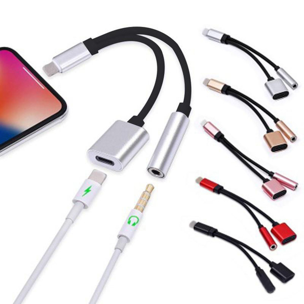 2 in 1 Headphone Jack Adapter 8 PIN to 3.5mm Charge Cable For iPhone XS XR XS MAX 7 6S plus