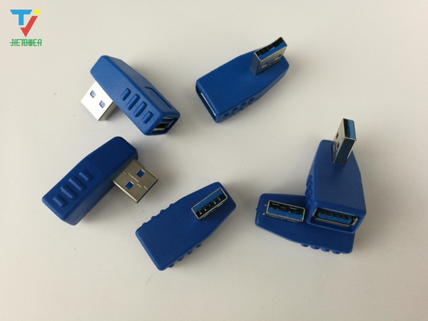 Wholesale-USB 3.0 adapter AF TO AF A Type Male Female to Female Angle cross type Adapter USB3.0 Connector fast speed blue 1000pcs/lot