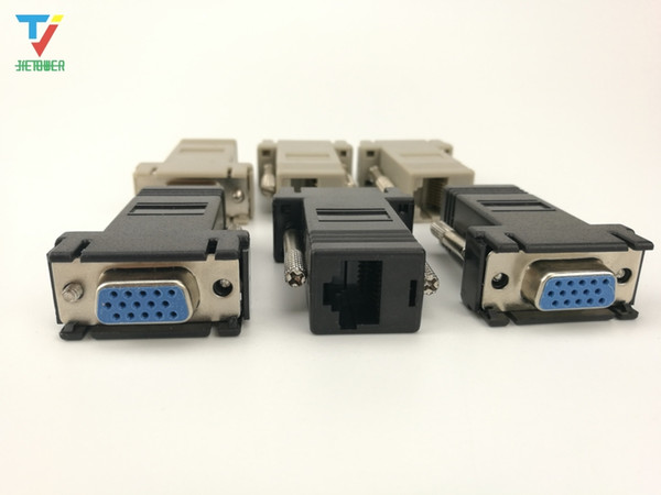 VGA Extender Adapter Female to Lan Cat5 Cat5e/6 RJ45 Ethernet Female Adapter Connects VGA to RJ45 Black 1000pcs/lot