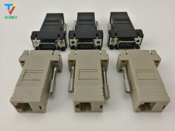 High Quality Network Cable Adapter VGA Extender Male To LAN CAT5 CAT5e CAT6 RJ45 Female 100PCS/LOT