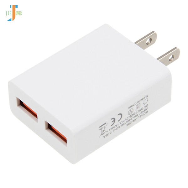 100pcs/lot US Plug Dual Port 5V 2.1A USB Charger for Samsung iPhone LG Xiaomi Huawei Sony Portable Moblie Phone Wall Charging Travel Charger