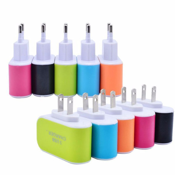 For iPhone Huawei HTC Samsung LG US/EU Plug Universal 3.1A 5V Triple USB 3 Port Wall Home Travel AC Charger Adapter 100pcs/lot