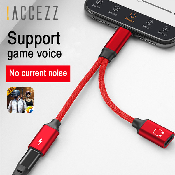 !ACCEZZ Fast Charge Jack Earphone Cable 2 in 1 Adapter For iphone 7 8 Plus X XR Lighting Charging Audio Calling Connector