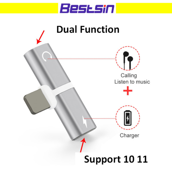 Bestsin Dual Adapter For Playing Music and Charging at Same Time Nice Smart Design Support 10 11 Free DHL Shipping