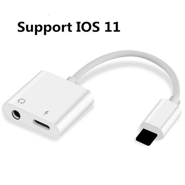 For iphone X Charger Cable aux cable Adapter 2 in 1 earphones Music iPhone 7 8 Plus Aux Plug Jack Headphones Charging and Audio Cable