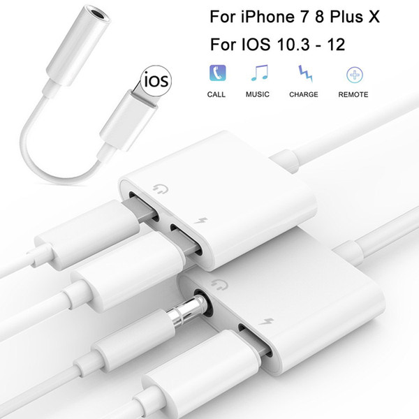 2 in 1 Headphone Adapter For iPhone 8 7 7Plus X For Adapter 3.5mm Jack Audio Cable Charging Adapters