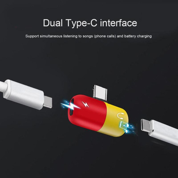 2 in 1 Type-C Audio Adapter Dual Headphone Jack Type C Adapter Charging Calling Aux Converter For Huawei For Xiaomi Mi 8