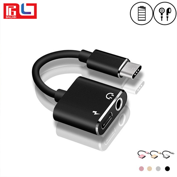 Charging Music Adapter 2 in 1 Type Charger Audio Aapter 3.5mm Earphone Jack Cell Phone Adapters