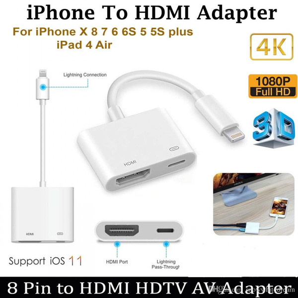 HD 1080P 8Pin for Light to HDMI Digital AV Audio Video Adapter Cable For iPhone iPad to HDMI HDTV Display Converter