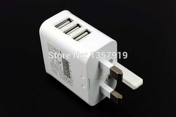 UK Plug True 3A 3 Ports USB Power AC Wall Charger Travel Adapter for iphone IPAD AIR MINI Samsung s4 s5 NOTE 3 2*100pcs/lot