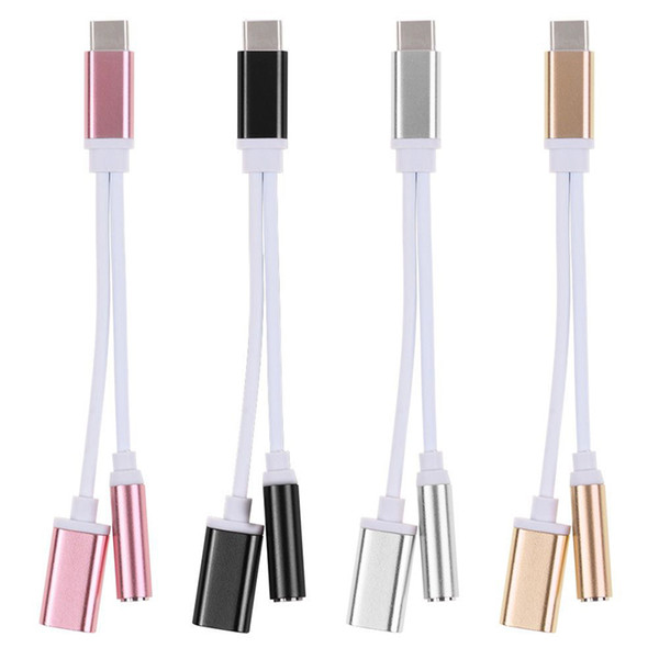 2 in 1 Charger And Audio Type C Earphone Headphone Jack Adapter Connector Cable 3.5mm Aux Headphone Jack Audio Adapter