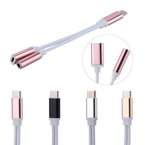 2 in 1 Charger And Audio Type C Earphone Headphone Jack Adapter Connector Cable 3.5mm Aux Headphone Jack Audio Adapter