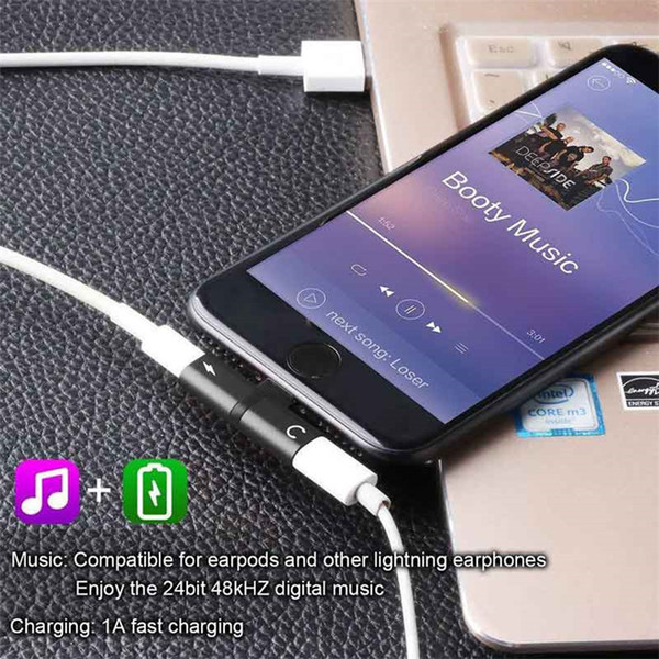 Top 3C Factory For iPhone X 7 8 Plus Dual 2in1 Headphone Audio & Charger Adapter Splitter Cell Phone Adapters