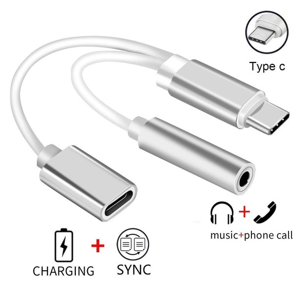 1USB-C do tipo C para 3.5mm Fone De Ouvido Adaptador de Áudio para 3.5mm Aux Feminino Cabo Conector para Xiao mi crophone mi 6 8 6X mi X P20