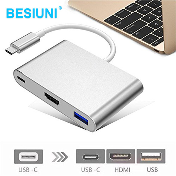 Besiuni USBC 3,1 convertidor USB C tipo a USB 3,0/HDMI/TypeC adaptador de cargador hembra para Apple Macbook y Google Chromebook Pixel
