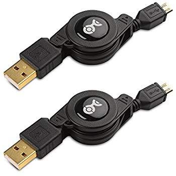 Cable Matters 2- Pack Gold Plated Retractable USB to Micro-USB Charge Sync Cable 2.5 Feet