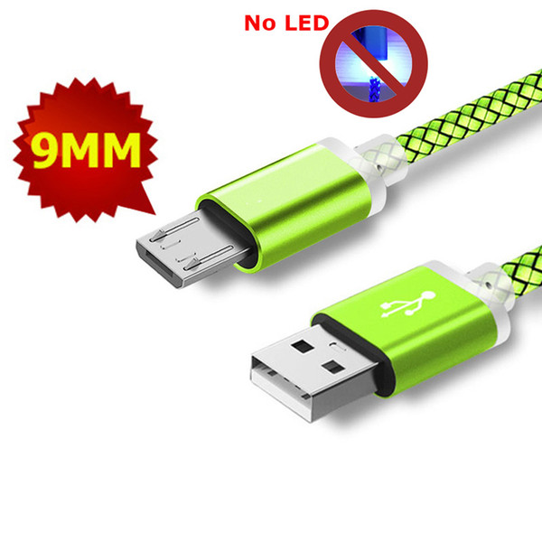 Cable de enchufe Micro USB de 9mm Extra largo conector cabeza extendida para teléfono móvil Smartphone trenzado de Nylon