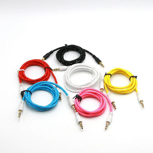 Braided Audio Auxiliary Cable 1m-3.5mm Wave Audio Extension Male to Male Stereo Car Nylon Cord Jack For Smartphone PC MP3 Headphone Speaker