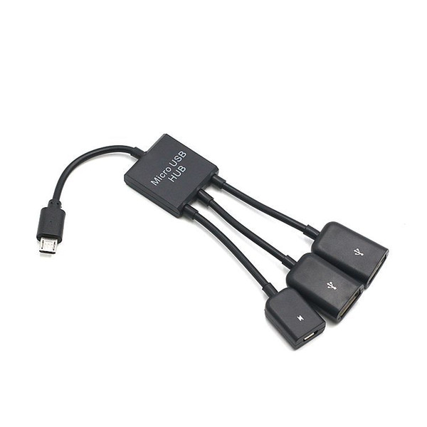 USB Micro Male to 2 Dual USB 2.0 Female + Micro USB Female 3 in 1 OTG HUB For Smartphone and Tablet