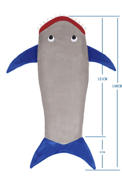 Shark Mermaid Tail Blanket Air Sofa Throw Rugs Fleece Travel Sleeper Stroller Children Sleeping Bag Girls/Boys Blankets