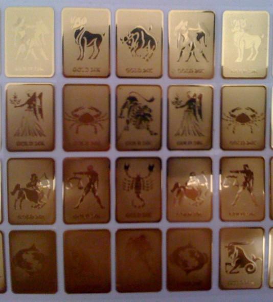 Wholesale 24K gold zodiac mobile phone anti radiation sticker 12 constellation anti radiation shield Bio Energy Sticker 10pcs free shiping