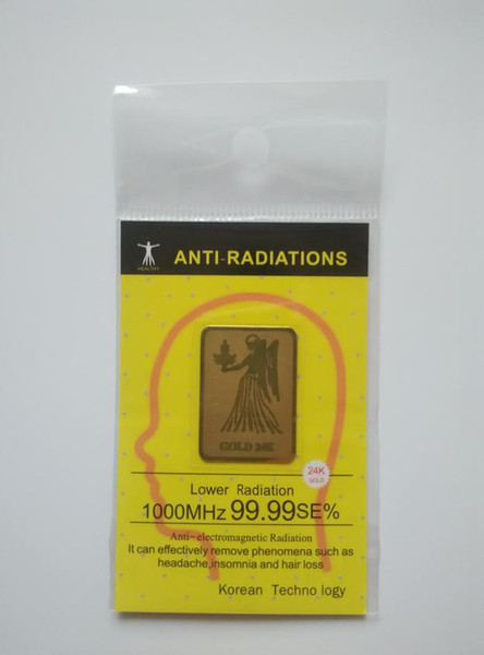 Wholesale zodiac 24K gold mobile phone anti radiation sticker Bio negative ion Scalar Energy sticker12 constellation100pcs/bag free shipping