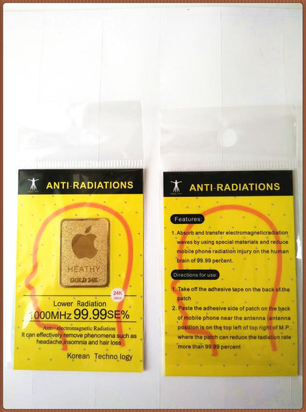 Wholesale 2016 very hot 24K gold mobile phone anti radiation sticker Bio negative ion Scalar Energy stickr10pcs/bag free shipping