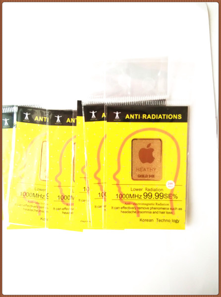 Wholesale 2016 very hot 24K gold mobile phone anti radiation sticker Bio negative ion Scalar Energy stickr100pcs/bag free shipping