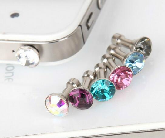 New Arrive Rhinestone Style Cute Protect Phone Earphone Dustproof Plug