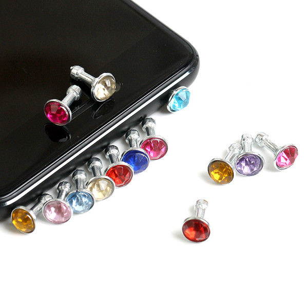 Wholesale 5000pcs/lot Diamond Dust Plug Universal 3.5mm Cell phone plug charms cap For iphone 4s 5s 5c 6 7 samsung note 3 S4 ipad mini dp03