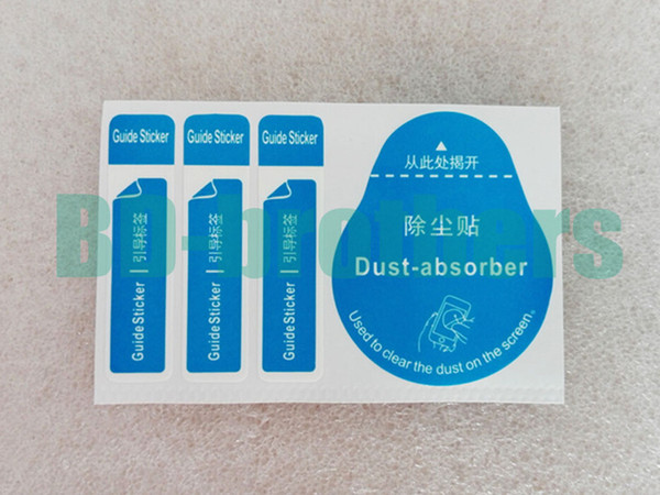 4 in1 Blue Dust-absorber Phone Screen Protector Polishing Dedusting Stickers Guide Sticker 5000pcs/lot