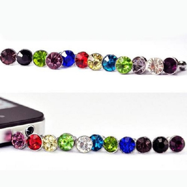 2000pcs/lot Luxury Phone Accessories Small Diamond Rhinestone 3.5mm Dust Plug Earphone Plug For Smartphone android phone Wholesales