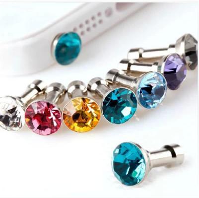 Diamond 3.5mm Anti Dust Proof Ear Cap Plug For iPhone 4 5 6 LG G2 HTC Samsung S8 S7 S6 Colorful Bling Plugs Earphone Headphone Headset Cover