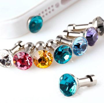 5pcs/lot Bling Diamond Dust Plug Universal 3.5mm Cell phone plug charms cap For iphone 4s 5s 5c samsung note 3 S4 ipad mini order<$18no trac