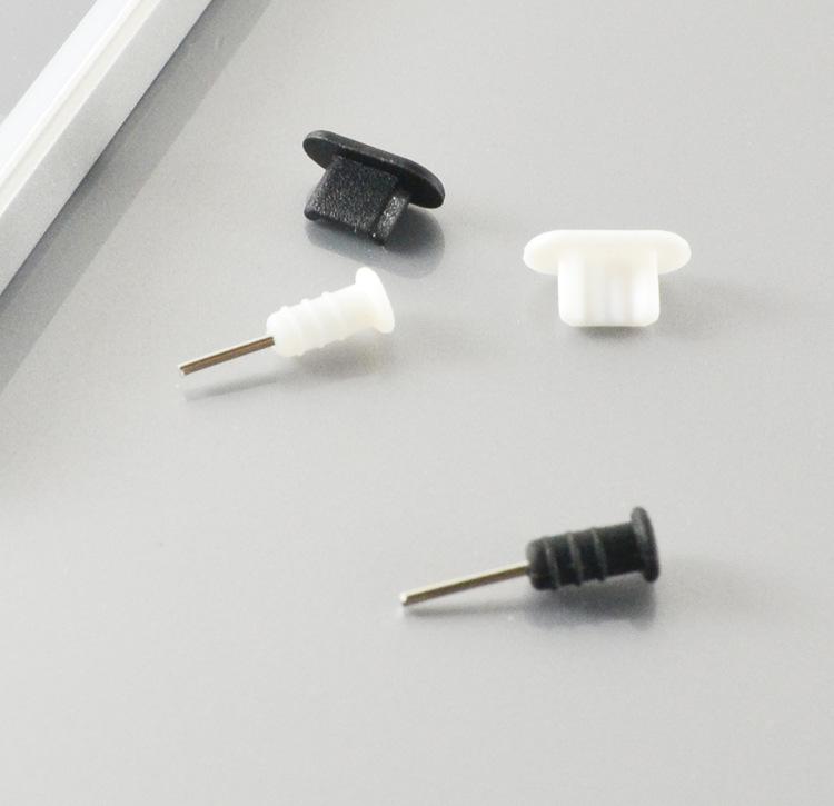 Wholesale - - for Iphone5 Silicone 8pin Dust Proof Plug Dock Cover + Earphone Jack Cap for iPhone 5 5G 5S