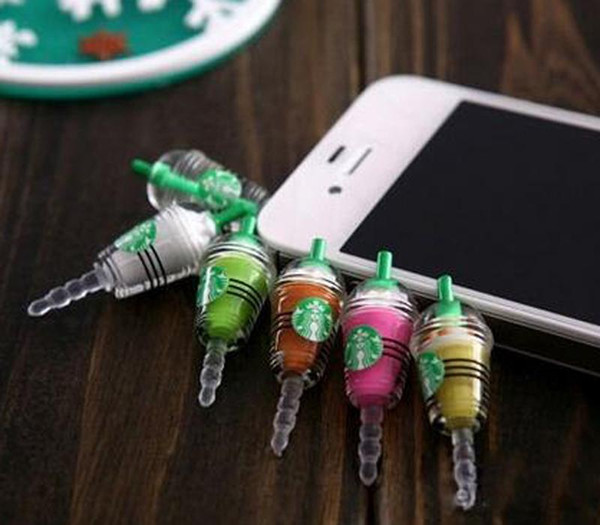 2016 Wholesale - Starbucks Coffee Cup Dustproof Ear Cap Plug Earphone Jack Anti-dust Plug for iphone 4/4S 5G