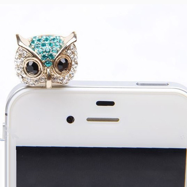 Wholesale-Hillsionly New Arrival 3.5mm Crystal Owl Pattern Cellphone Anti-Dust Dustproof Earphone Jack Stopper For Cell phone