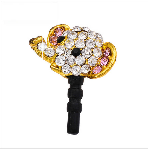 New diamond bow Small elephant head dust plug high-grade alloy wild personality mobile phone accessories