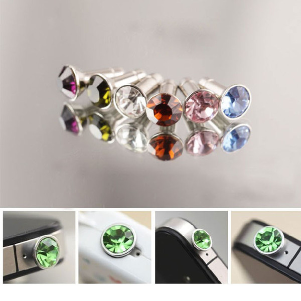 Universal 3.5mm Crystal Diamond Anti Dust Plug Dustproof Earphone Jack for iPhone 3G 4G 4S iPad Samsung Cellphone Smartphone