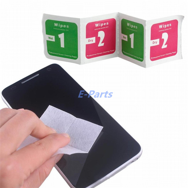 Dry Wet Wipes For Mobile Phone LCD Screen Clear Tempered Glass Protector Film Alcohol Cleaning Cloths Dry 2 in 1 Wipe