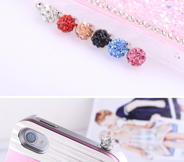 New 3.5mm Diamond Sparking Design Anti Dust Stopper Plug Dustproof Earphone Jack Ear Cap for iPhone 3g 4g 4s iPad Samsung HTC Mobile Phone