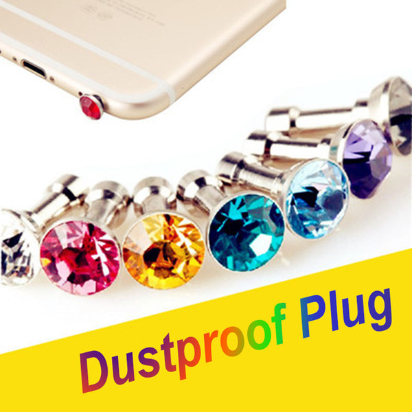 Decorative plug Dust Plugs Cell Phones Accessories Diamiond Anti-dust 3.5mm Universal Phone Plug Stopper Lejos Del Polvo Pressy