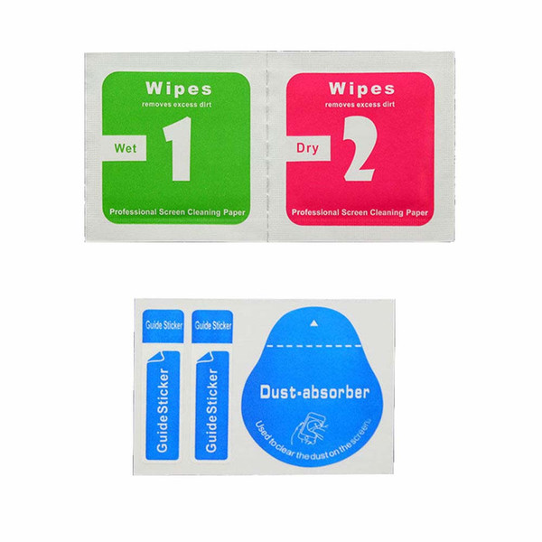 Professional Cellphone Screen Glass Cleaning Paper Alcohol Wet Dry Wipes with Dust-absorber Sticker Tempered Glass Tools Set